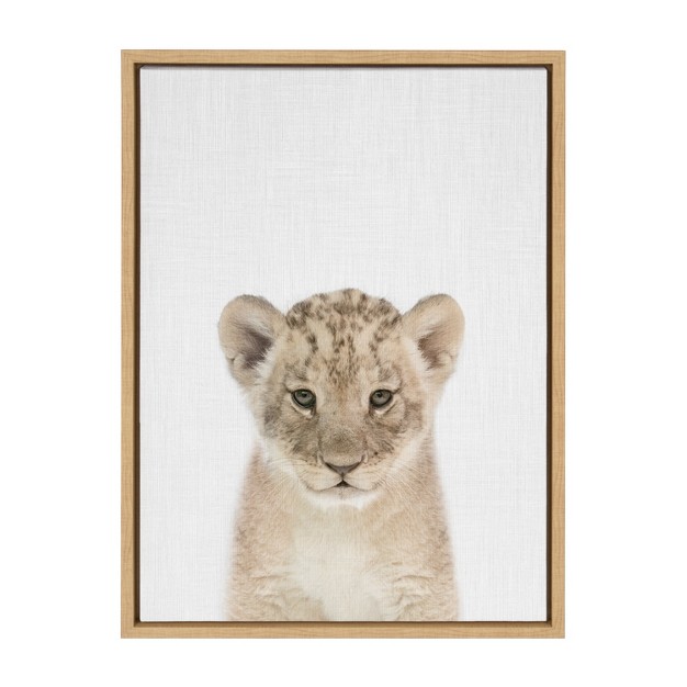 Kate And Laurel Sylvie Baby Lion Color Framed Canvas By Simon Te Of Tai Prints 18x24 Natural