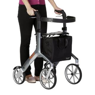 Stander Trust Care Let's Fly 4-Wheel Lightweight Folding Euro-Style Rollator with Seat in Gray 4700-GR