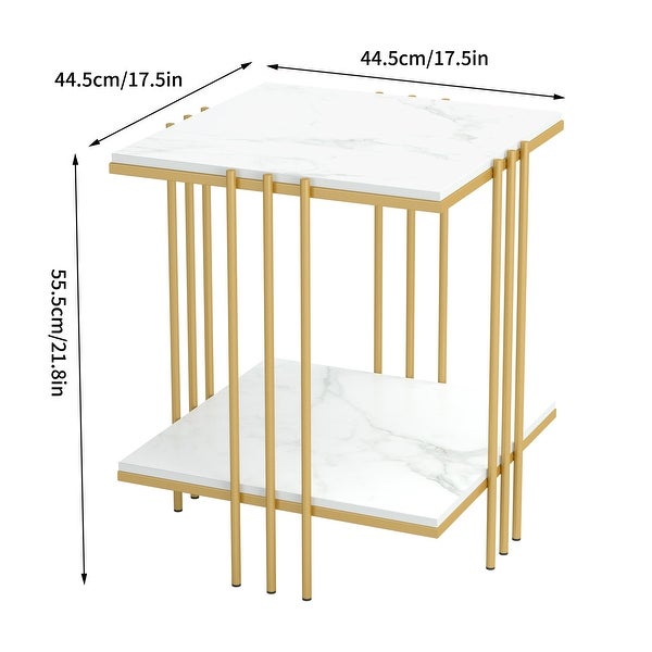 17.5-inch Square Sintered Stone Marble Side Table， Modern End Table