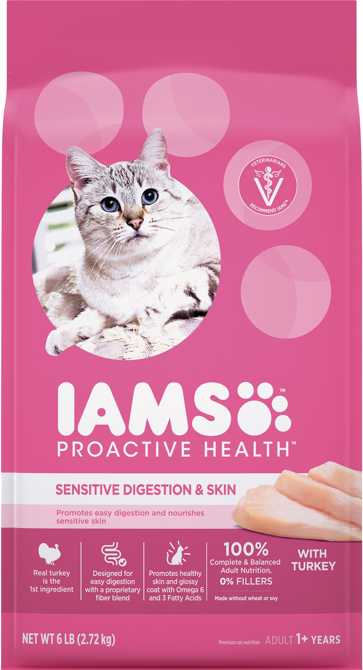 Iams Proactive Health Sensitive Digestionamp Skin Formula Dry Cat Food 6 Lb.