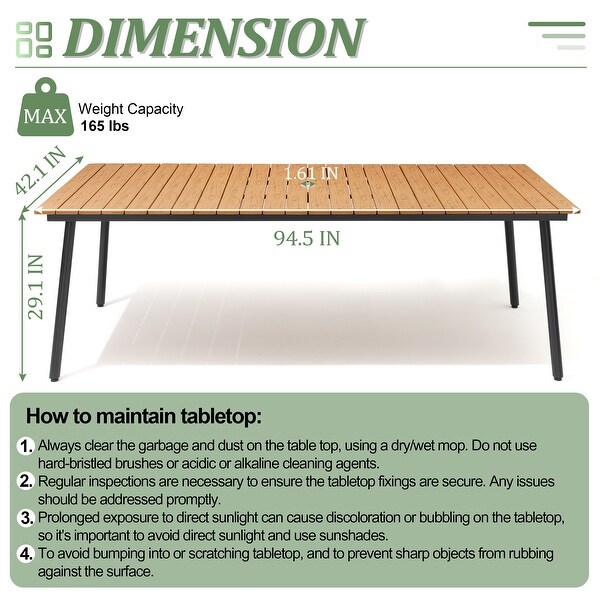 VredHom Outdoor Patio Aluminum Dining Table