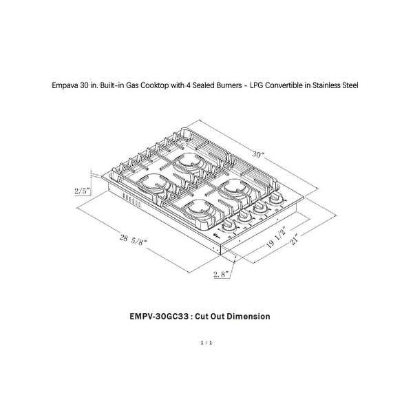 30-in Built-in Gas Cooktop with 4 Sealed Burners - LPG Convertible in Stainless Steel