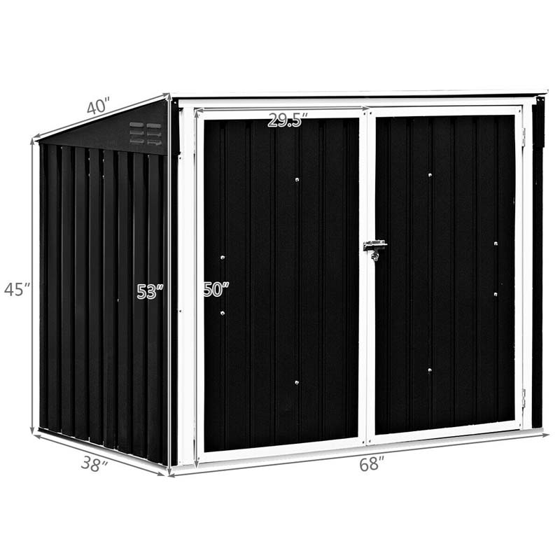 6 x 3 FT Horizontal Metal Storage Shed Outdoor Garbage Bin Enclosure, Multi-function Storage Cabinet for Garden Yard