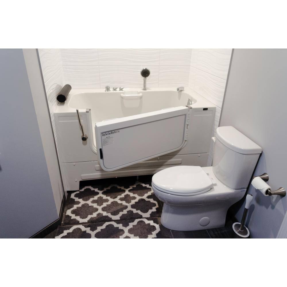 Homeward Bath Neptune 59 in. Walk-In Soaking Bathtub in White with Left Drain HY1342L