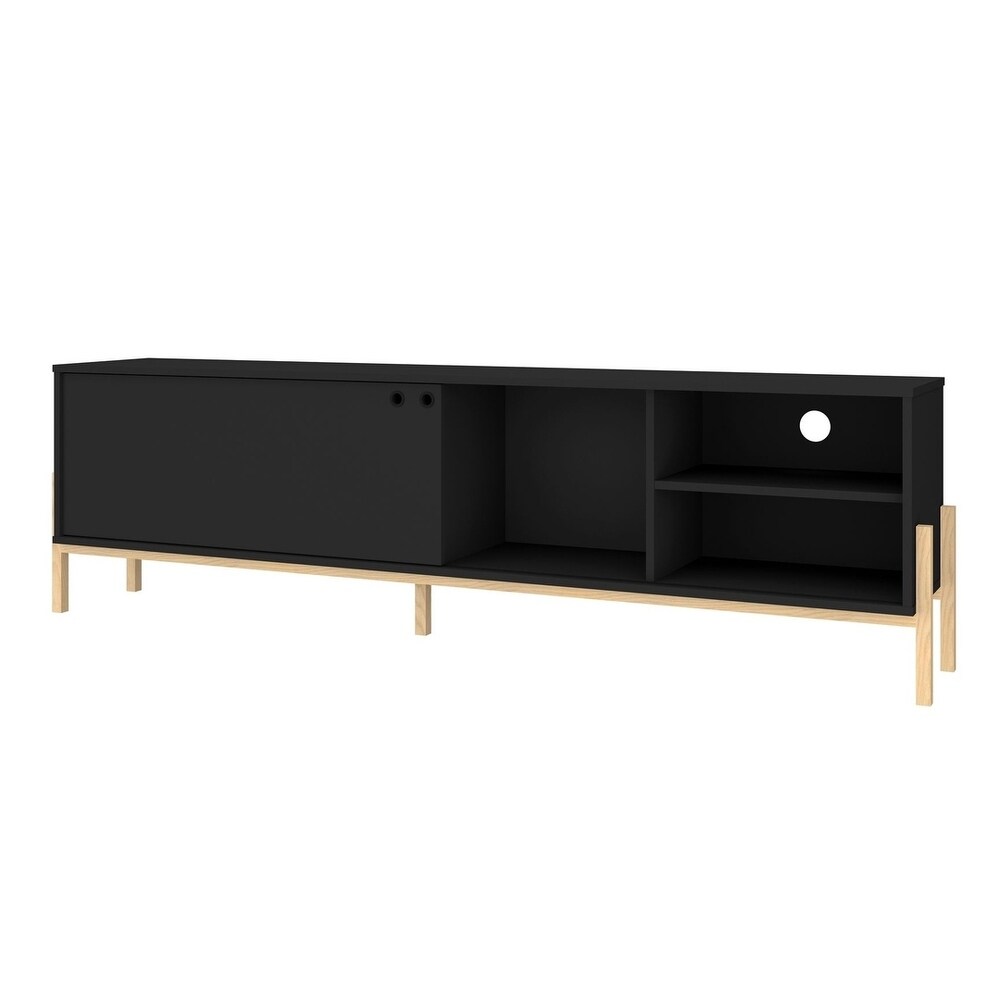 Bowery 72.83 TV Stand with 4 Shelves in Black and Oak