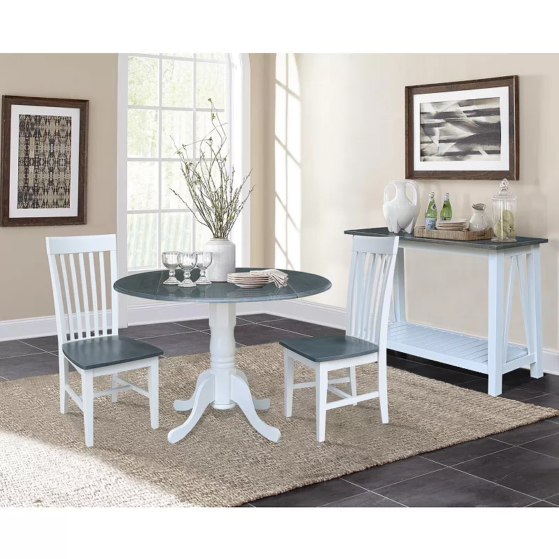 International Concepts Drop Leaf Dining Table and Slat Back Chair 3-piece Set