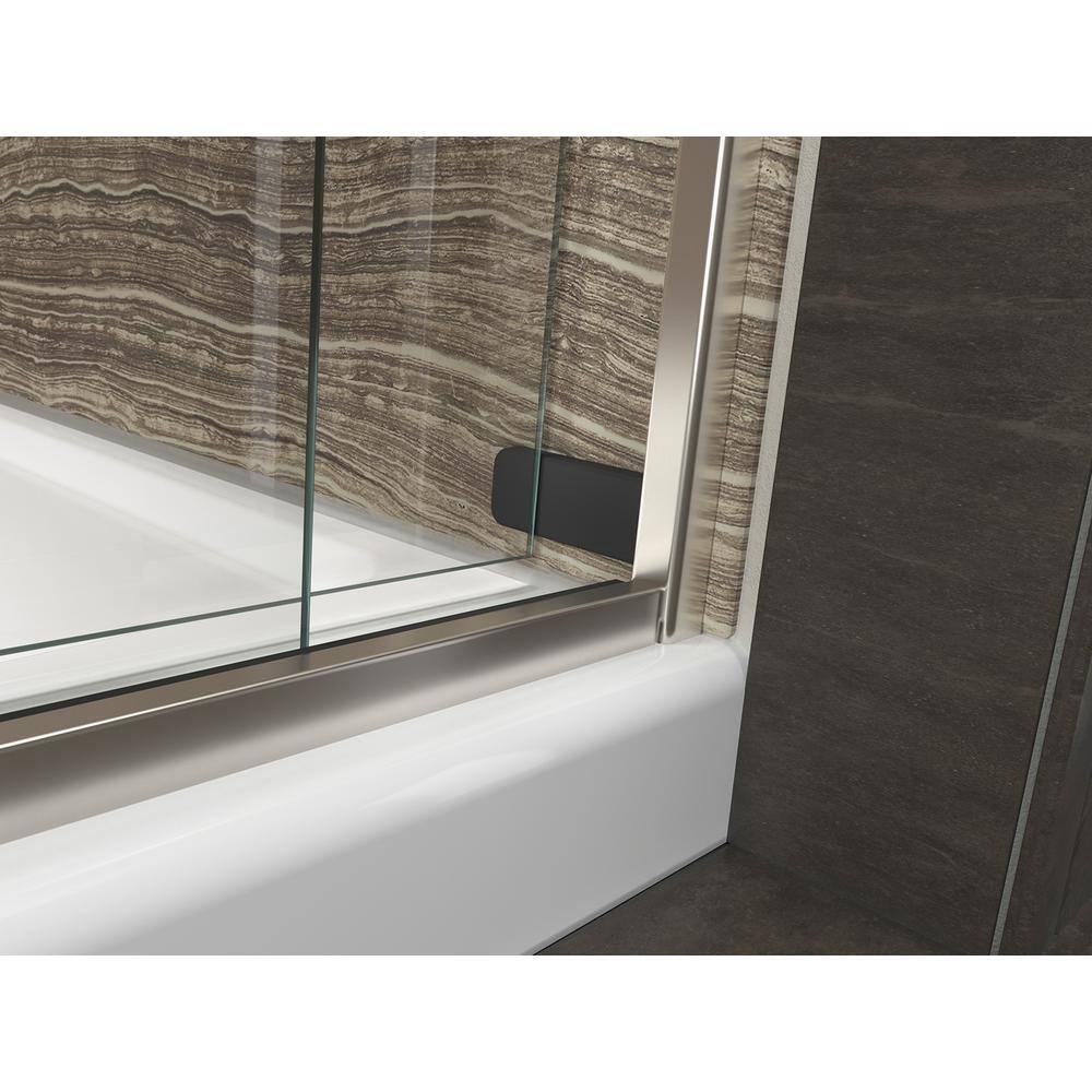 KOHLER Levity 59.625 in. W x 74 in. H Frameless Sliding Shower Door in Matte Nickel with Towel Bar K-706015-L-MX