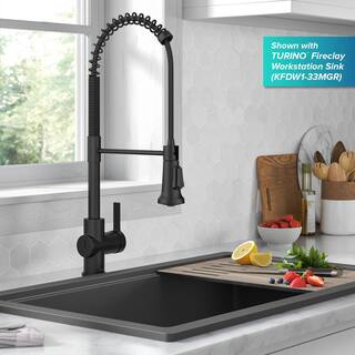 KRAUS Britt Touchless Sensor Commercial Pull-Down Single Handle Kitchen Faucet in Matte Black KSF-1691MB