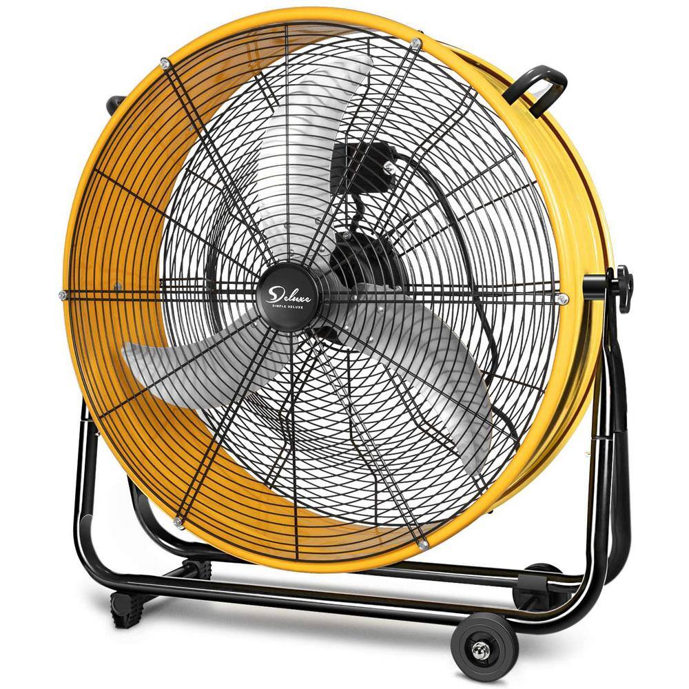 Aoibox 24 in. 3 Speed Yellow High-Velocity Metal Drum Fan Circulation for Industrial Commercial Residential and Shop (2-Pack) SNMX3096