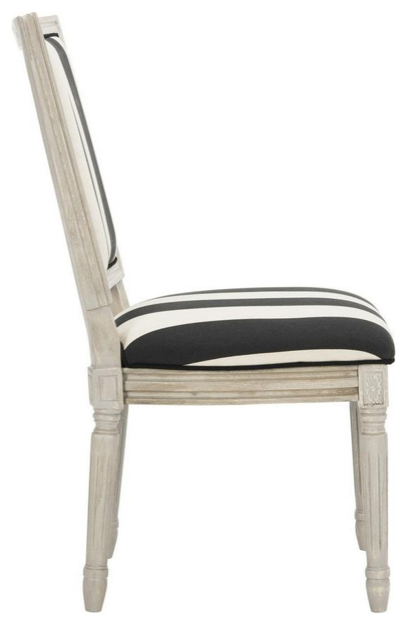 Cora 19 quotFrench Brasserie Striped Linen Side Chair  Set of 2  Black/Ivory   French Country   Dining Chairs   by V.S.D Furniture  Houzz