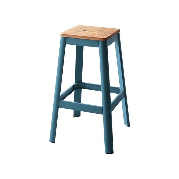 Wood Seat Backless Barstool