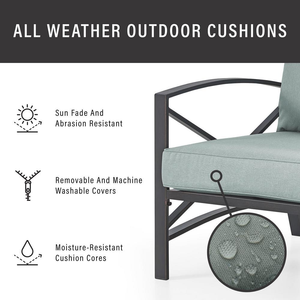 CROSLEY FURNITURE Kaplan Metal Outdoor Loveseat with Universal Mist Cushion Cover