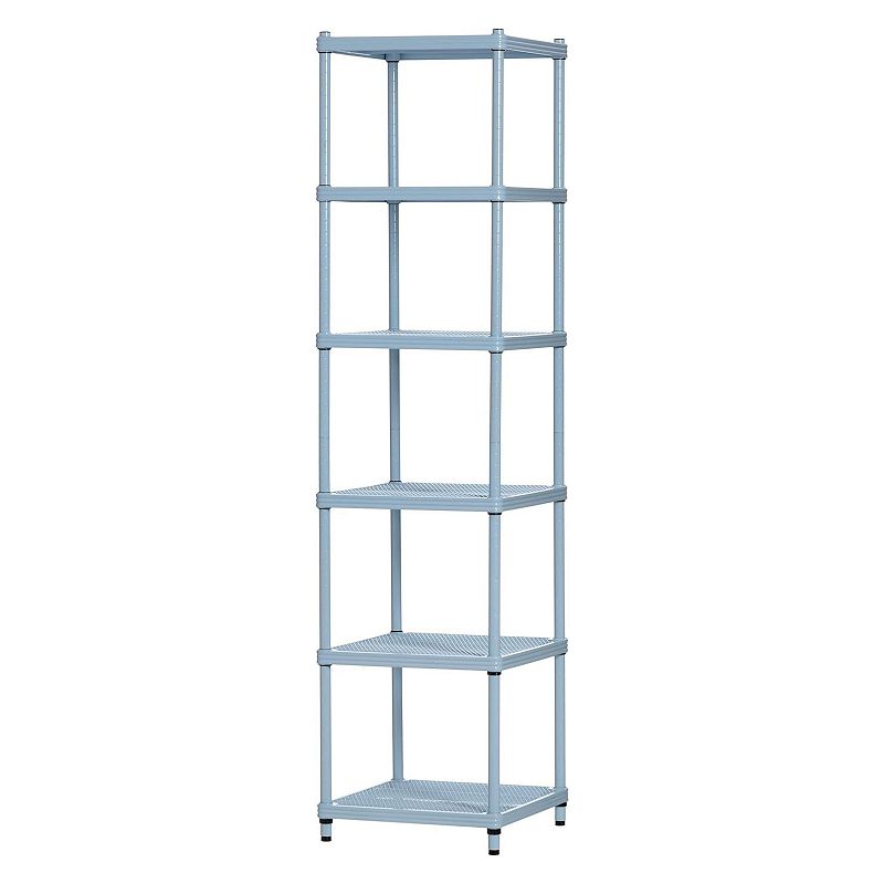 Design Ideas Meshworks 6 Tier Tower Metal Storage Shelving Unit Rack， Sky Blue