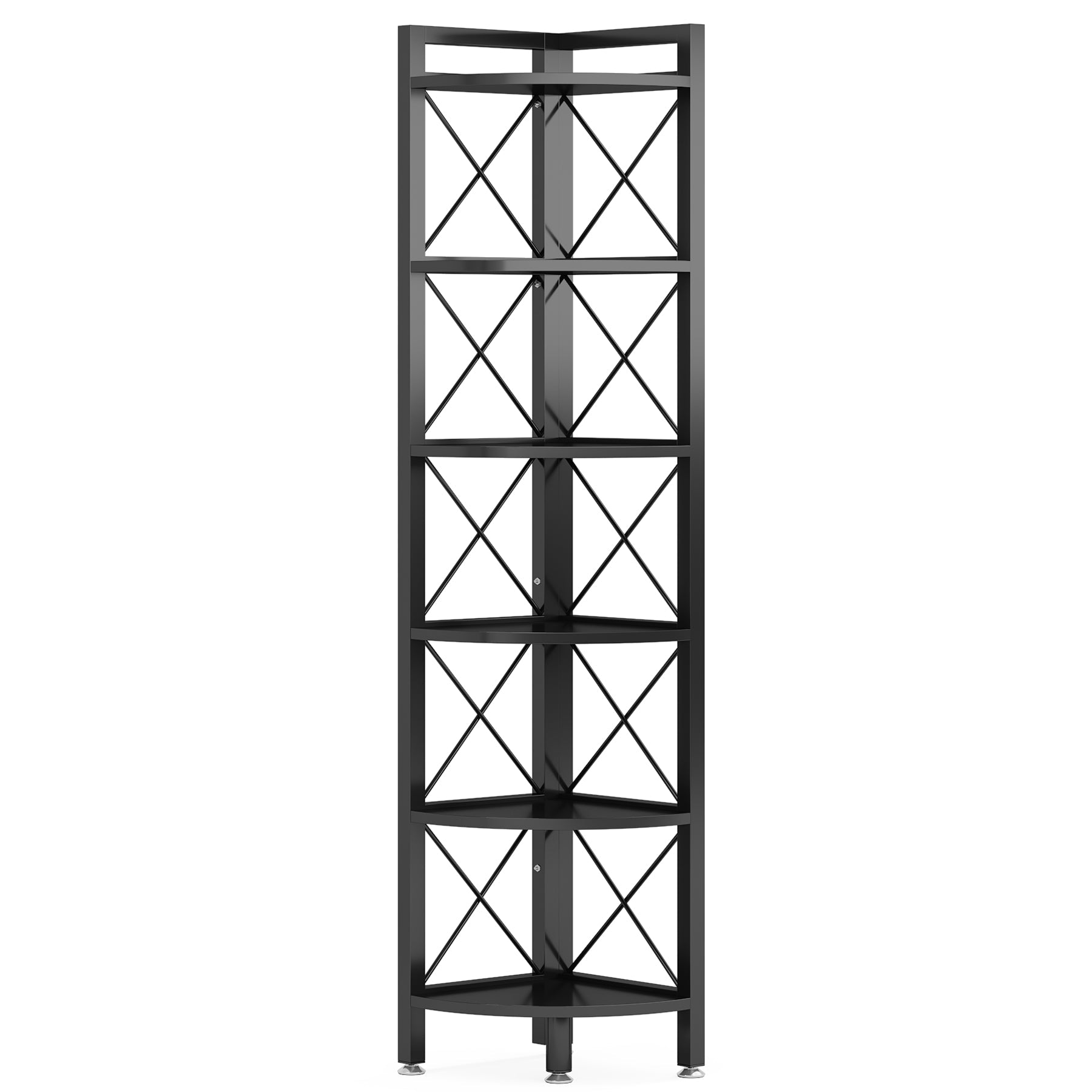 6-Tier Corner Shelf Small Bookshelf Storage Rack for Small Space