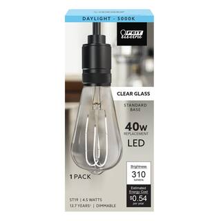 Feit Electric 40-Watt Equivalent ST19 DImmable M Shape Filament Clear Glass Vintage Edison LED Light Bulb Daylight (4-Pack) ST1940MCL950CAHDRP4