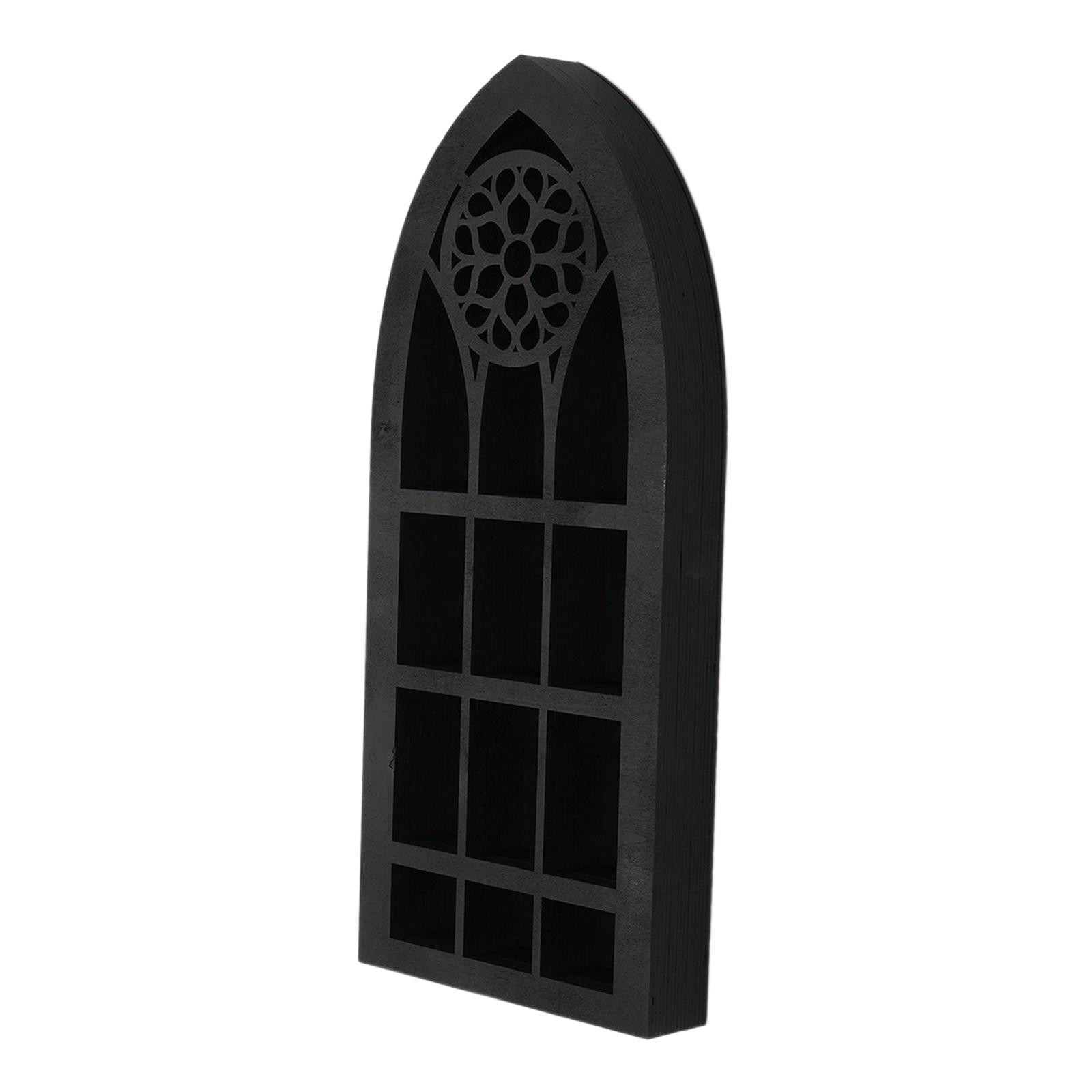 Wall Display Shelf for Collectibles Modern Church Window Design Small Wooden Shelf for Wall Figurine Display Shelf for Bathroom Living Room