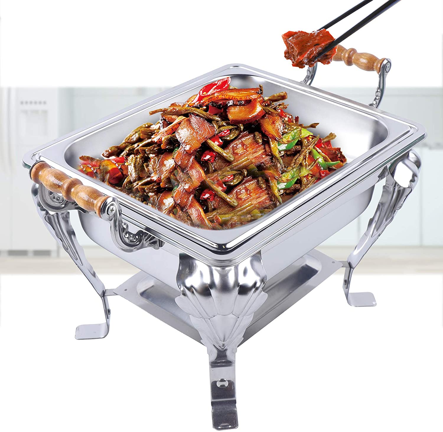 Fetcoi， Stainless Steel Warming Container  Dish Food Warmer with  Food Insulation Chafing Dish Buffet Warmers Set