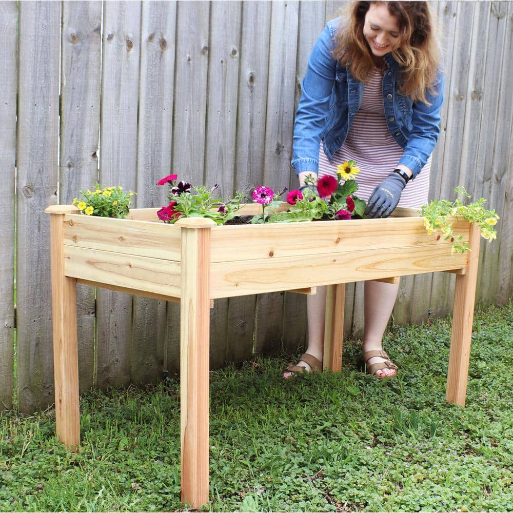 Sunnydaze Decor 27.5 in. Tall Outdoor Wood Elevated Garden Planter Box HB-703