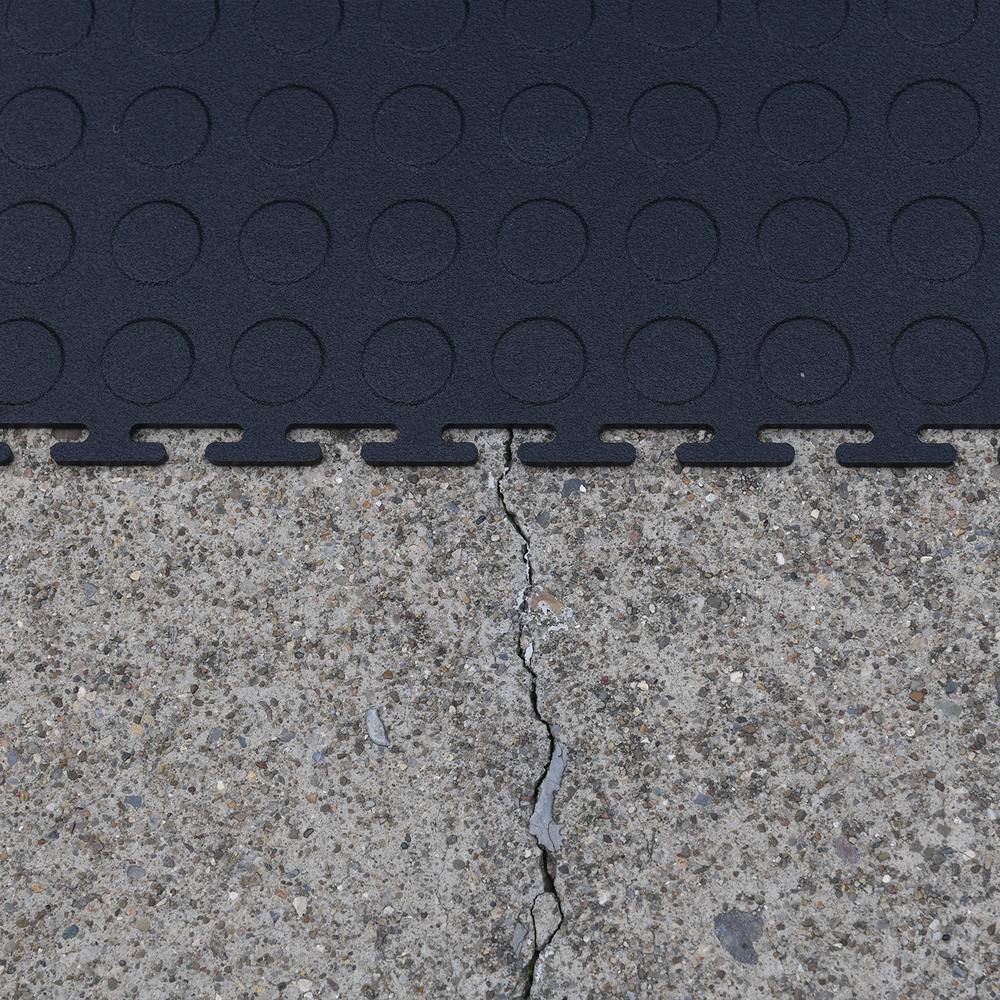 VersaTex Raised Coin Black 18 in. W x 18 in. L Rubber Interlocking Modular Flooring Tile (54 sq. ft.) 24-Pack 11N5321818HDC24