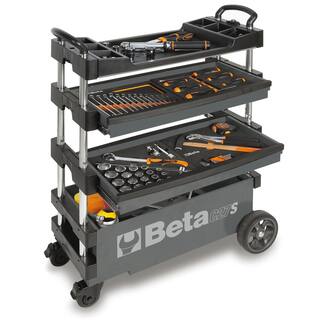 Beta 15 in. 2-Drawers Folding Tool Utility Cart for Portable Use Gray (Tools Not Included) C27S-G