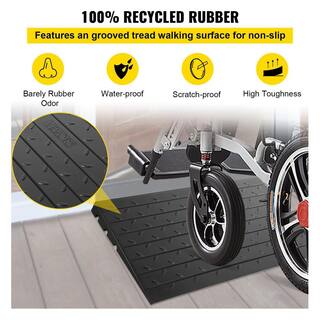 VEVOR 24 in. x 41.8 in. x 3 in. Black Rubber Threshold Speed Ramp Wheelchair Ramp 3 in. Rise for Wheelchair and Scooter WFSLYP24X42X3I8PSV0