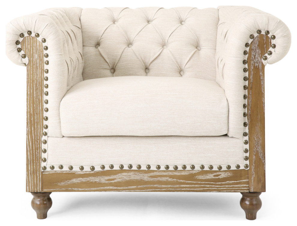 Chesterfield Tufted Club Chairs  Nailhead Trim  Set of 2   French Country   Armchairs And Accent Chairs   by GDFStudio  Houzz