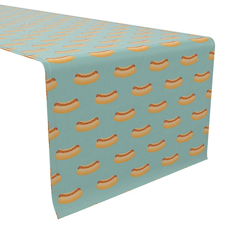 Table Runner， 100% Cotton， 16x72， Hotdog Design