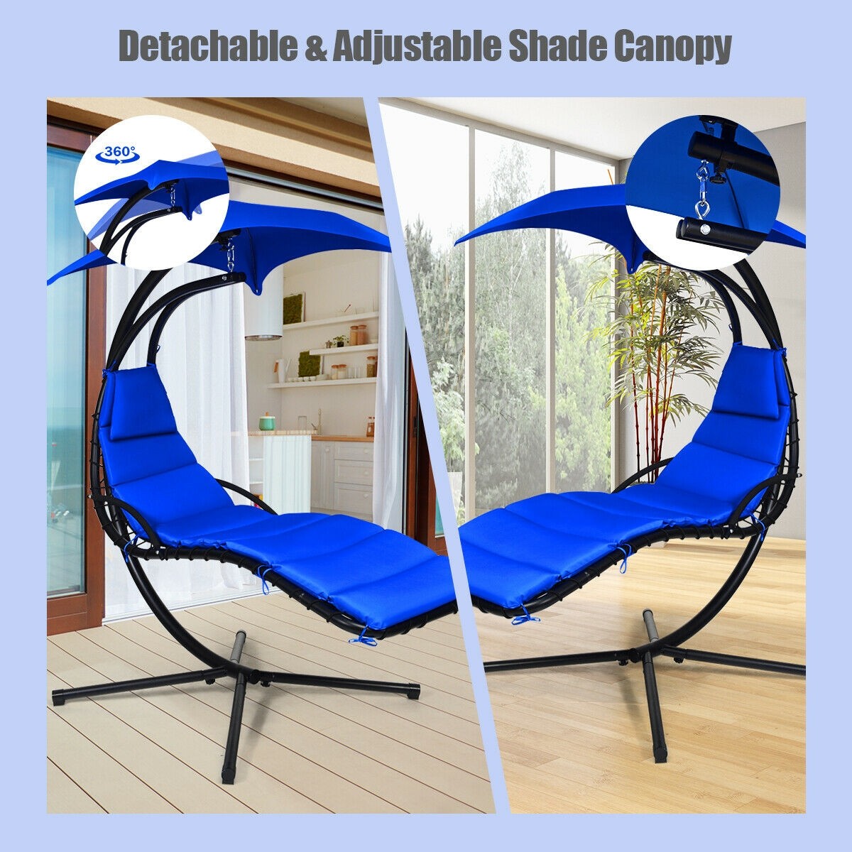 Hanging Chaise Lounge Hammock Outdoor Lounge Chair Swing Chair with Pillow