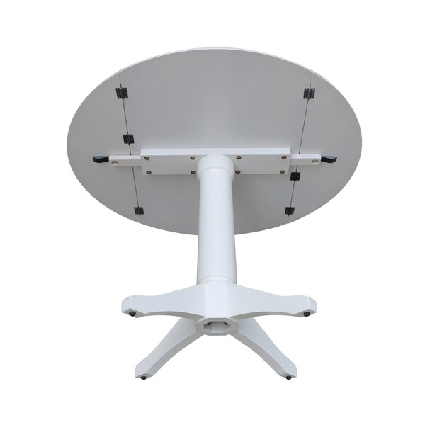 42 in Round Top Dual Drop Leaf Pedestal Table - White