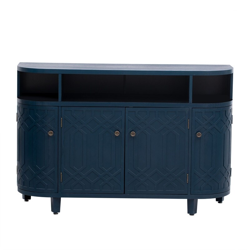 48'' Curved Design Storage Sideboard Cabinet with Adjustable Shelves/Solid Wood Veneer(2 Colors）