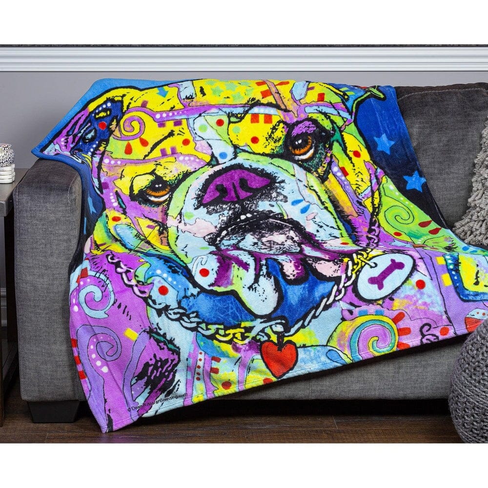 Bulldog Super Soft Plush Fleece Throw Blanket by Dean Russo