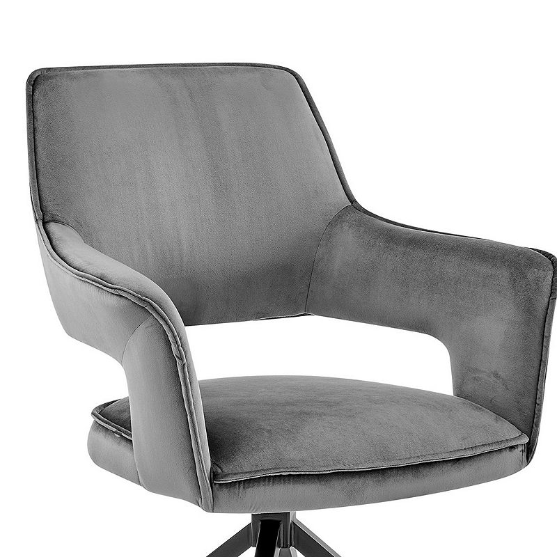 Velvet Upholstered Contemporary Accent Chair， Black and Gray