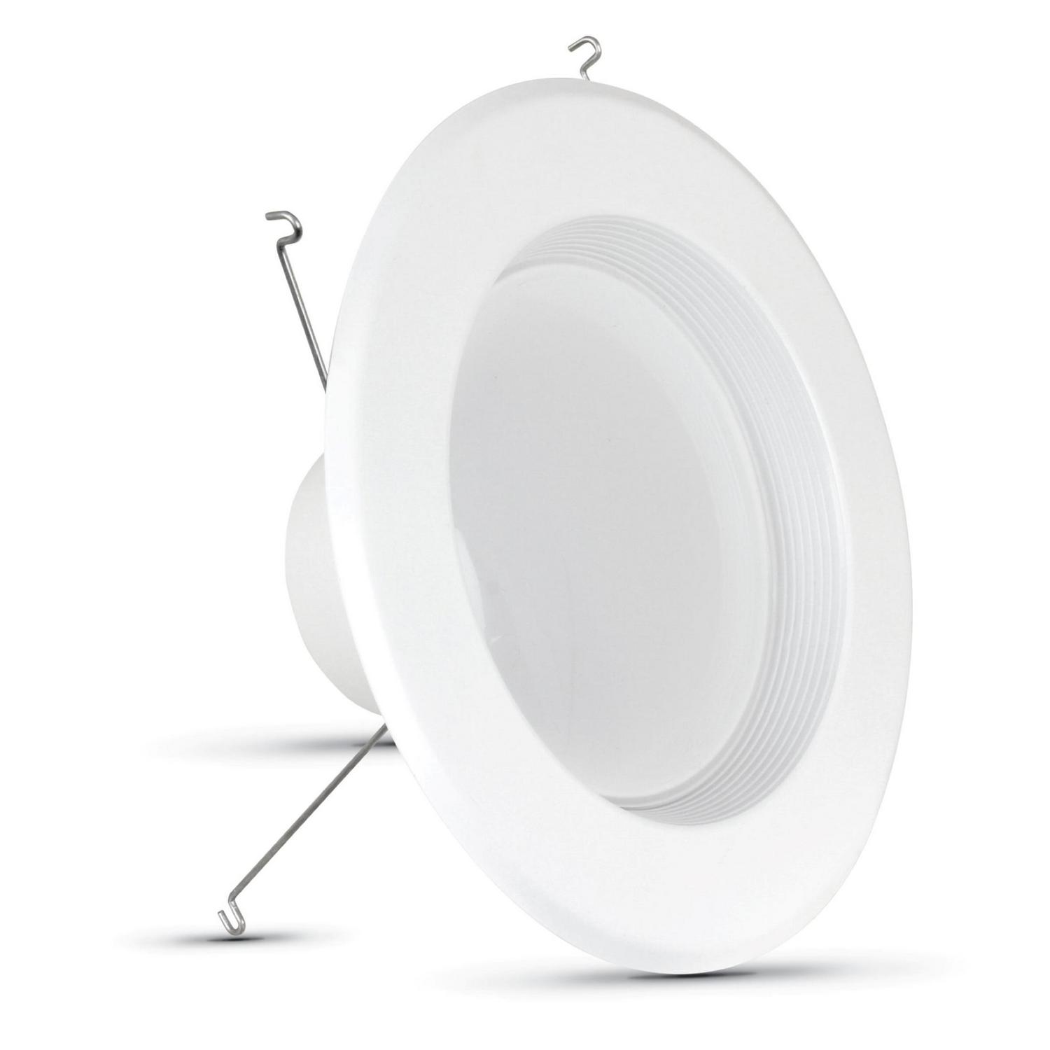 Feit Electric Enhance 10.2W (75W Eq.) White 5/6 in. Trim Retrofit Kit Recessed Light 5000K (6 Pack)