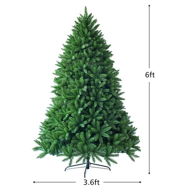 Gymax 6ft Artificial Christmas Fir Tree w/ 1250 Premium Hinged Branch