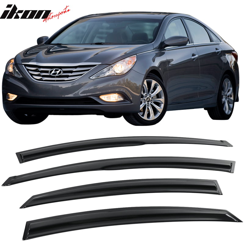 Ikon Motorsports Compatible with 11-14 Hyundai Sonata MU Style Acrylic Window Visors Vent Windshield Deflector Rain Guard 4Pc Set Outside Mount 2011 2012 2013 2014