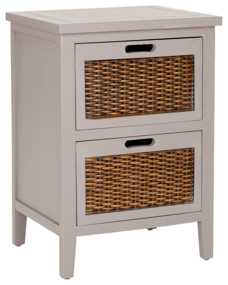 Aneta Two Drawer End Table Gray   Transitional   Side Tables And End Tables   by Virgil Stanis Design  Houzz