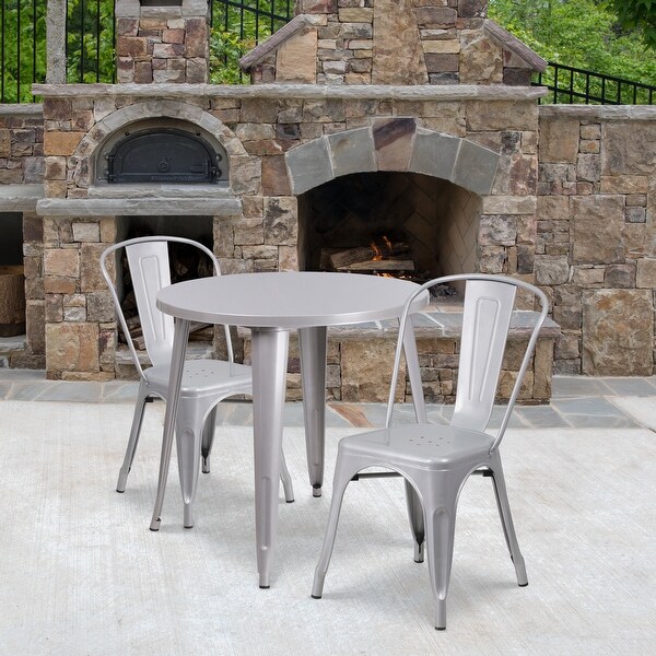 30-inch Round Metal Indoor-Outdoor Table Set