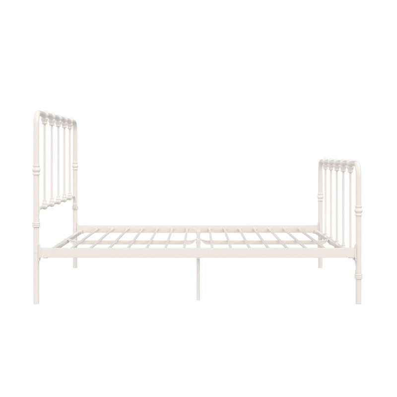 LikeHome Lida Farmhouse Metal Bed with Under Bed Storage in Full Frame, White