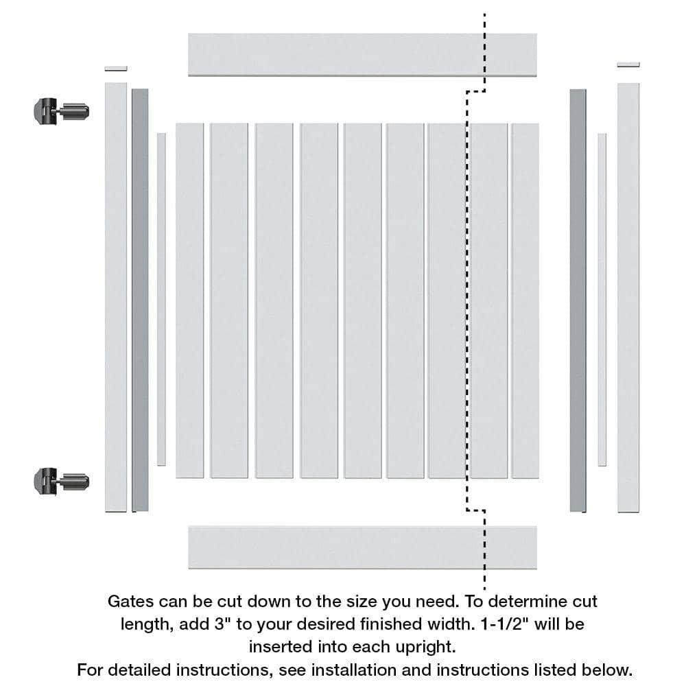 Barrette Outdoor Living Bryce and Washington Series 4 ft. W x 5 ft. H White Vinyl Walk Fence Gate Kit 73025127