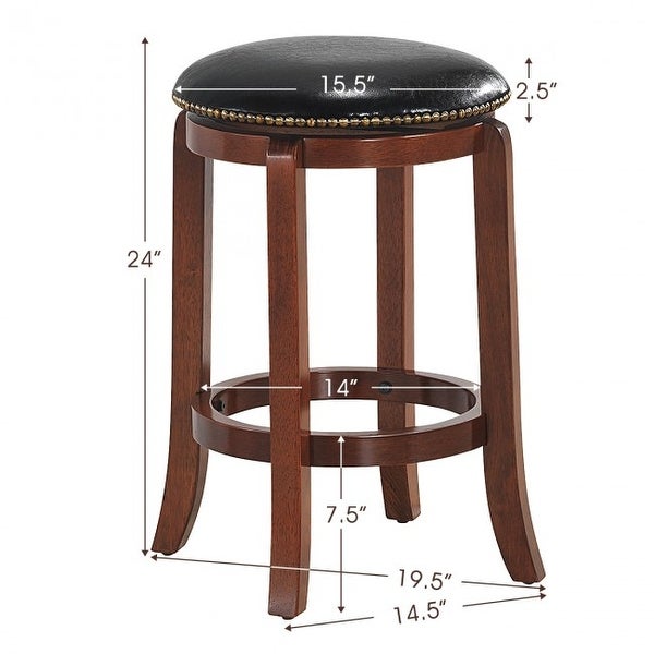 Bistro Leather Padded Backless Swivel Bar stool - 24