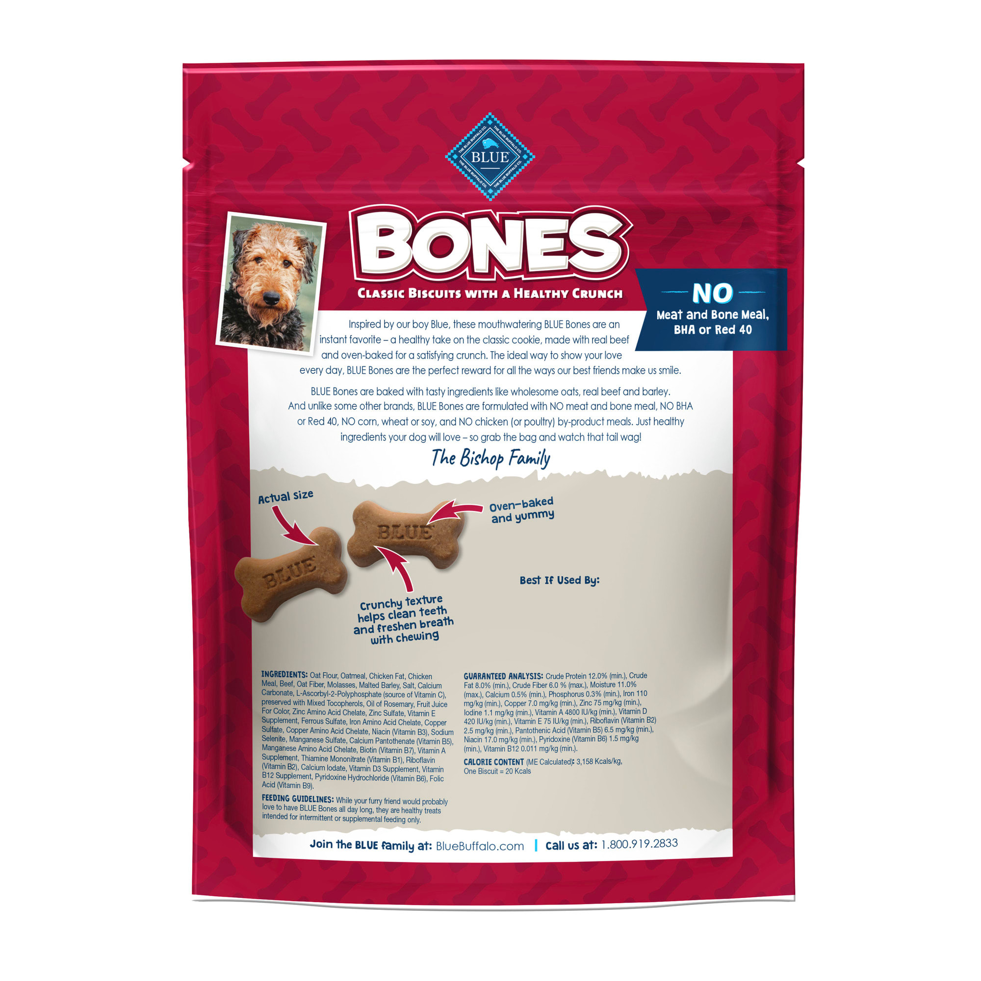 Blue Buffalo Bones Natural Crunchy Beef Flavor Small Dog Biscuits， 16 oz.