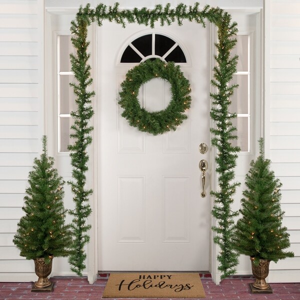 5Piece PreLit Artificial Wolcott Spruce Christmas Entryway Set