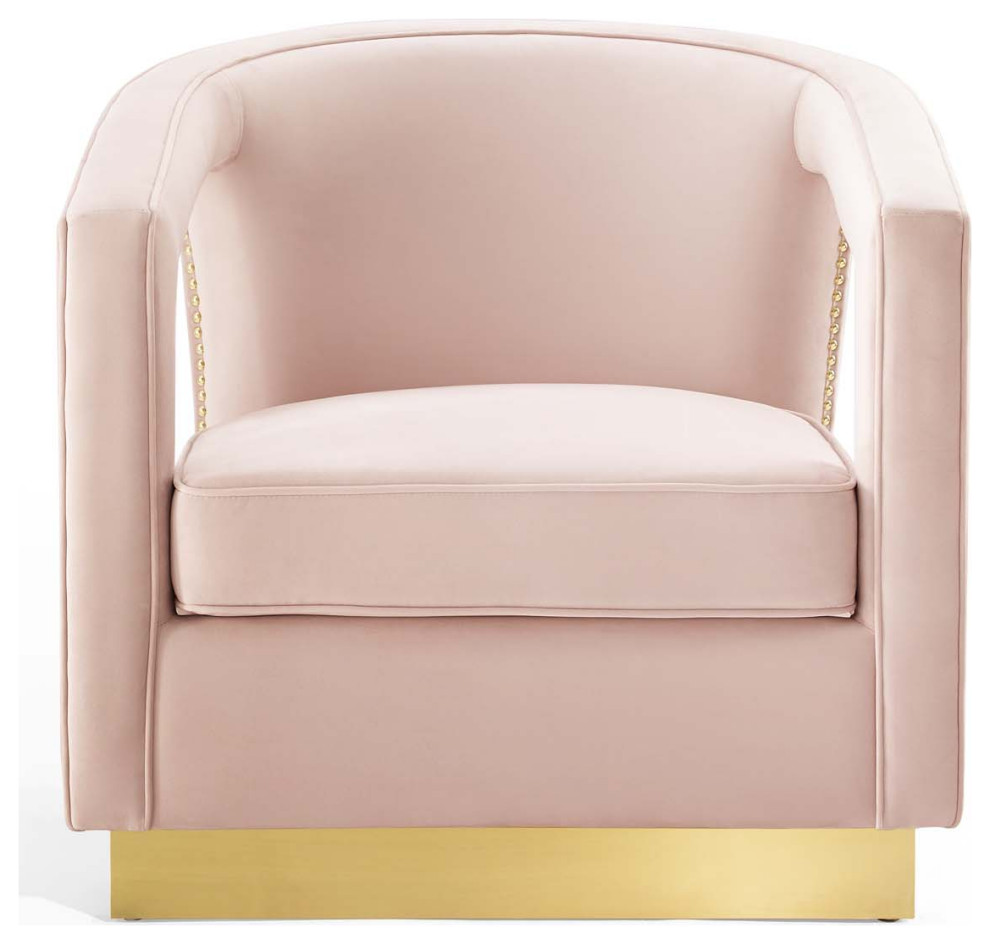 Armchair Accent Chair  Velvet  Pink  Modern  Living Lounge Hotel Hospitality   Contemporary   Armchairs And Accent Chairs   by House Bound  Houzz