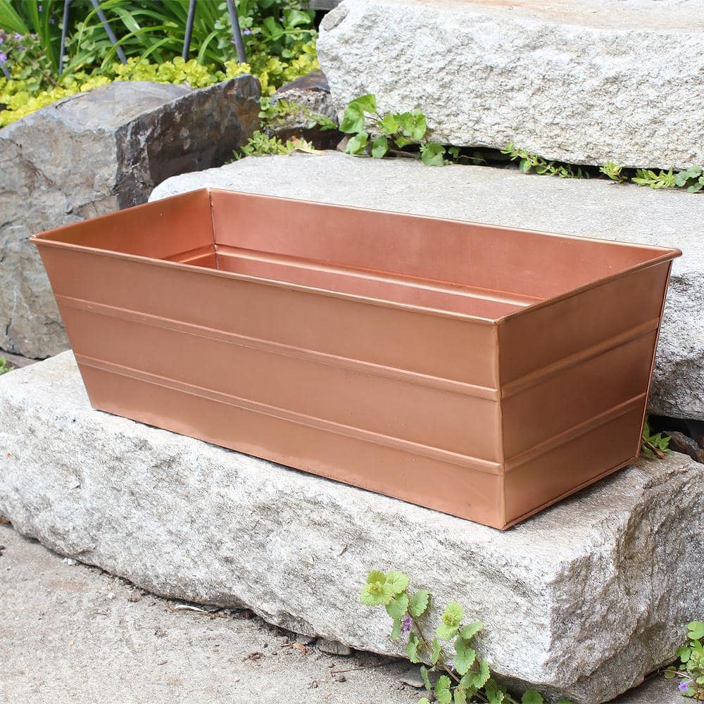 Achla Designs Medium Galvanized Steel Flower Box Planter， 24 in. W Copper Plated C-20C