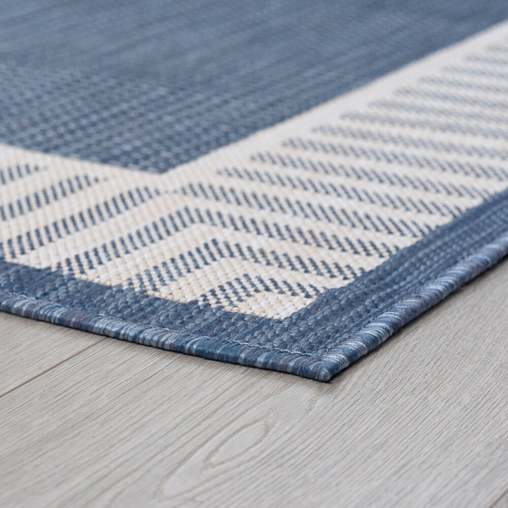 Exo Coastal Striped Border Indoor/ Outdoor Area Rug