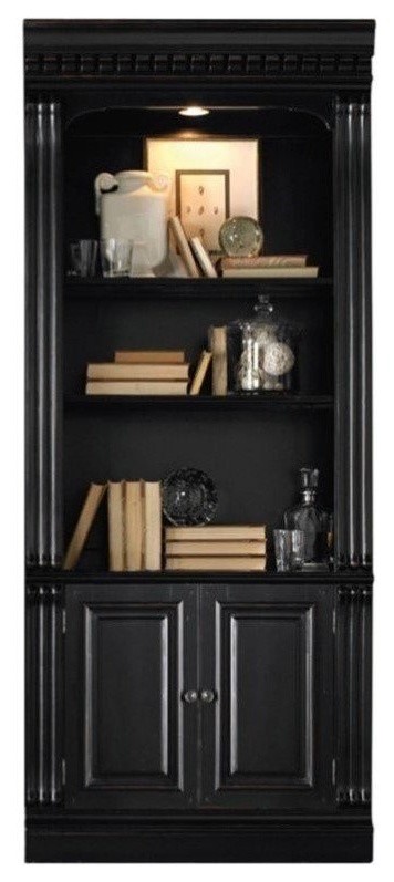 Telluride Bunching Wood Bookcase with Doors in Black by Hooker Furniture   Traditional   Bookcases   by Hooker Furniture  Houzz