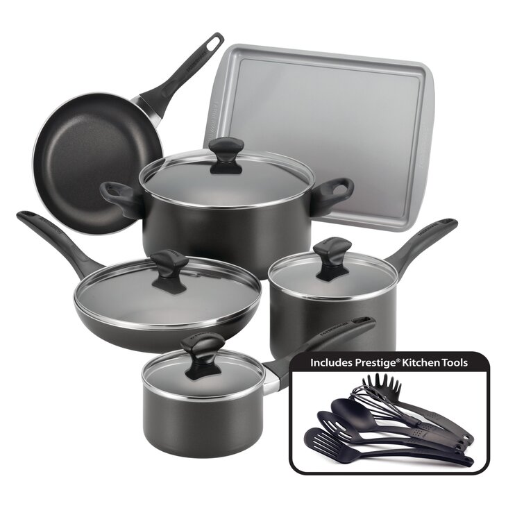 Farberware Dishwasher Safe Aluminum Nonstick Cookware Set, 15-Piece