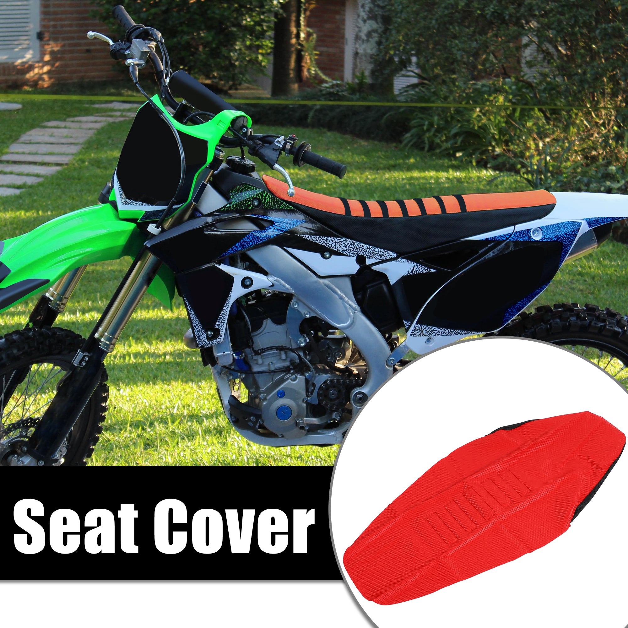 Unique Bargains Universal Motorbike Dirt Bike Faux Leather Soft Seat Cover Anti Slip Seat Cushion Red Black