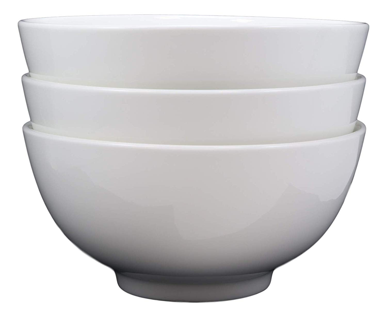 Contemporary White Porcelain Large Ramen Pho Udon Soup Bowls 48oz 8.25D (Set 3)