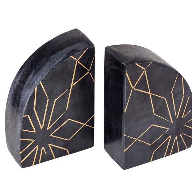 Gauri Kohli Enchant Black Marble Bookends Set Of 2